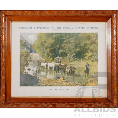 Artist Unknown, (c1904), at the Crossing, Antique Reproduction Copy of Original Photograph, Published for The Town & Country Journal, Christmas Supplement, December, 1904, 52 x 61 cm (frame)