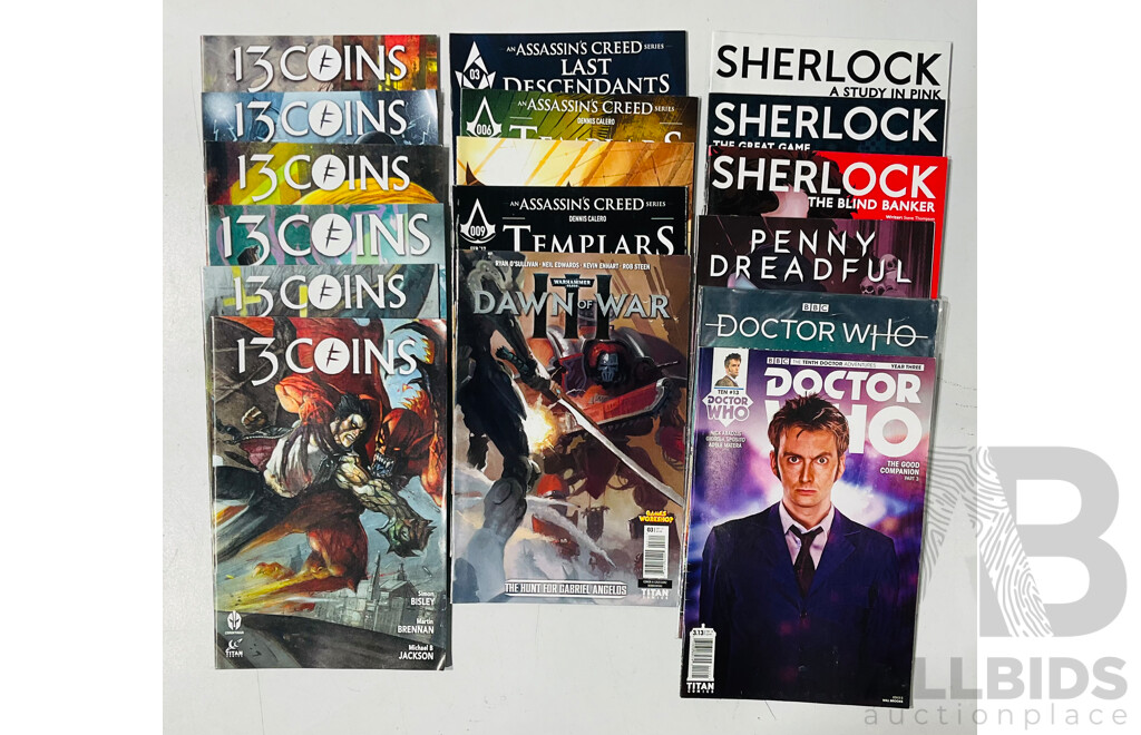 Large Collection of Titan Comic Single Issues Including Doctor Who, 13 Coins, Assassins Creed and More