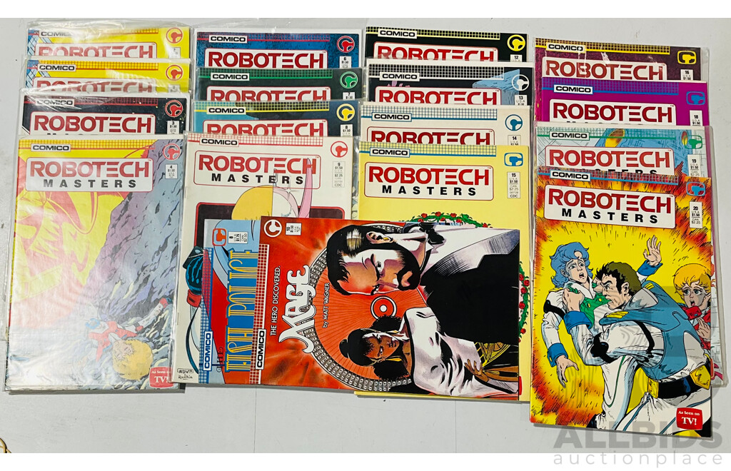 Comico Single Issues Collecting Robotech Masters #2-#4, #6-#9, #12-#16, #18-#20, Irish Police #8 and Mage #10