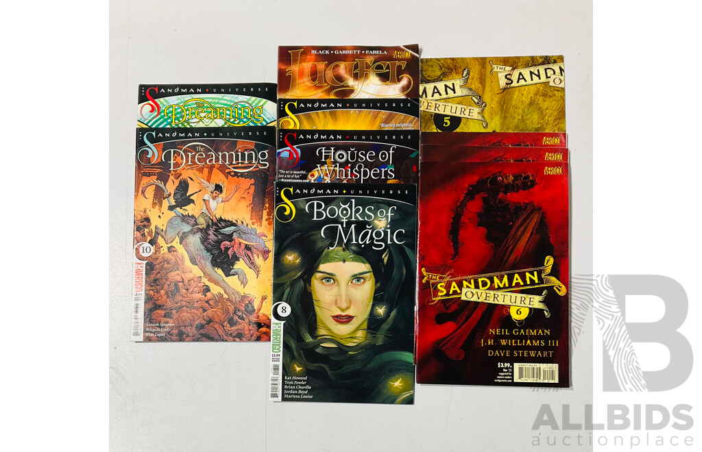 Collection of DC Vertigo Titles Related to Neil Gaiman’s The Sandman Including The Sandman Overture, The Dreaming, Lucifer and More