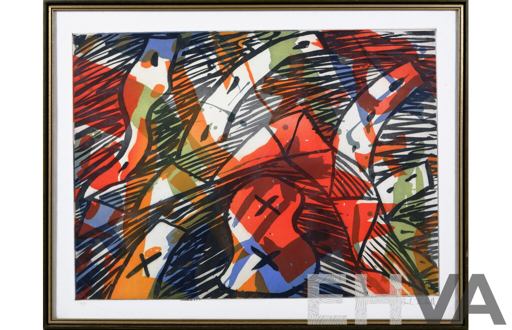 Paul Thirkell (20th Century, Australian-British), Abstract, Colour Etching, 55 x 70 cm (frame)