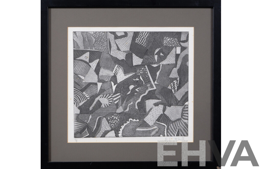 Paul Thirkell (20th Century, Australian-British), Abstract, Etching, 40 x 42 cm (frame)