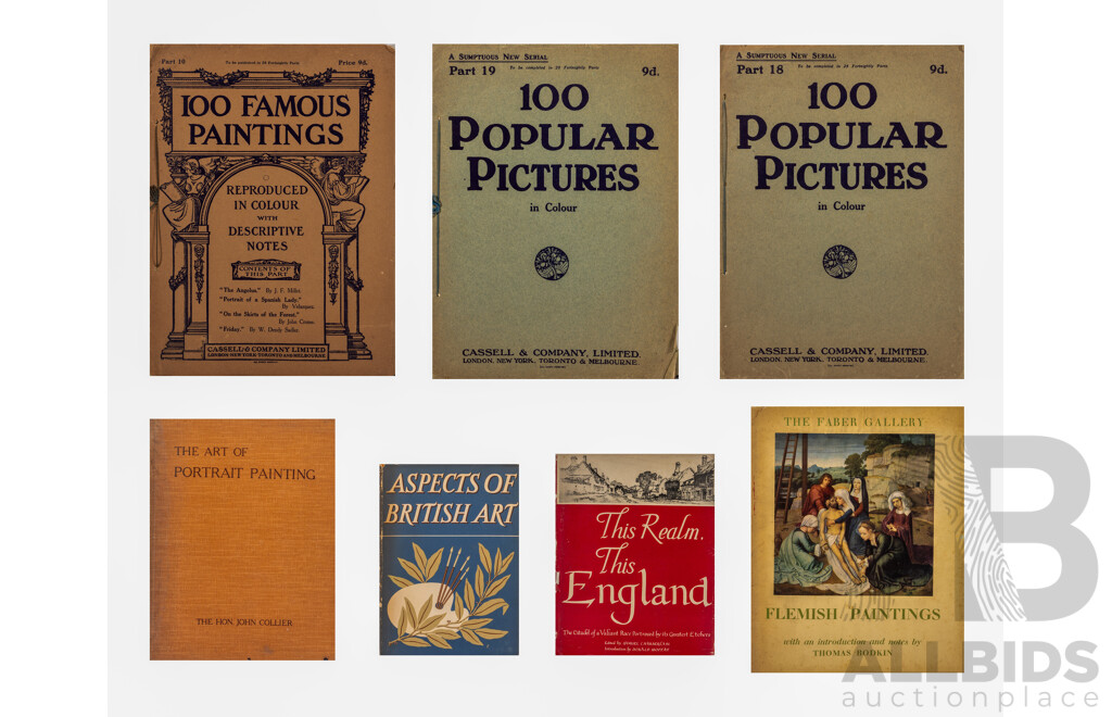 Wonderful Lot of Antique & Vintage British and European Art Books and Magazines Including 100 Popular Pictures and 100 Famous Paintings (1910-12), The Art of Portrait Painting (1905) and More (7)
