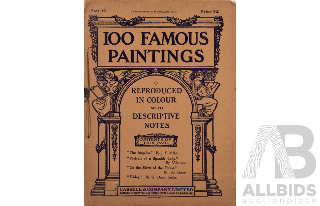 Wonderful Lot of Antique & Vintage British and European Art Books and Magazines Including 100 Popular Pictures and 100 Famous Paintings (1910-12), The Art of Portrait Painting (1905) and More (7)