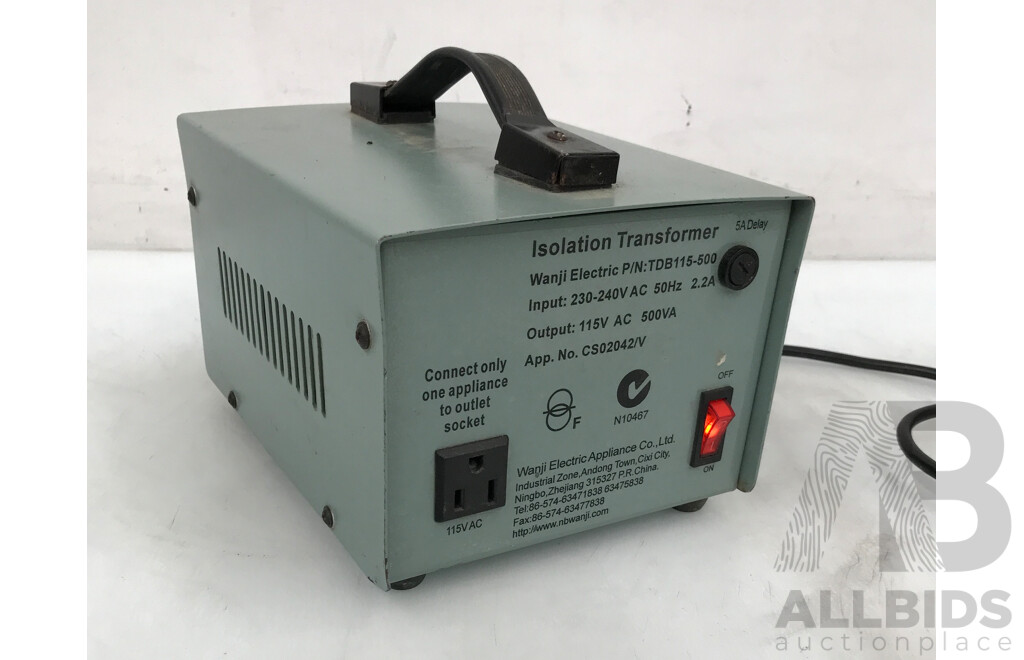 Wanjin Electric 115V AC to 500W VA Isolation Transformer