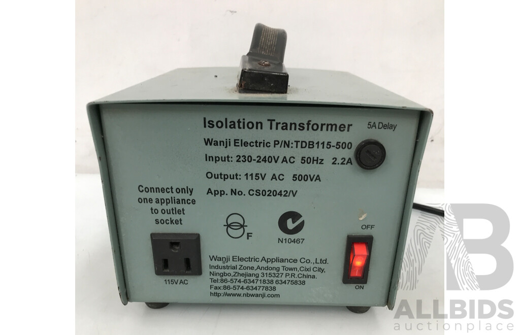 Wanjin Electric 115V AC to 500W VA Isolation Transformer