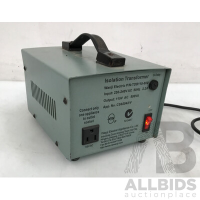 Wanjin Electric 115V AC to 500W VA Isolation Transformer