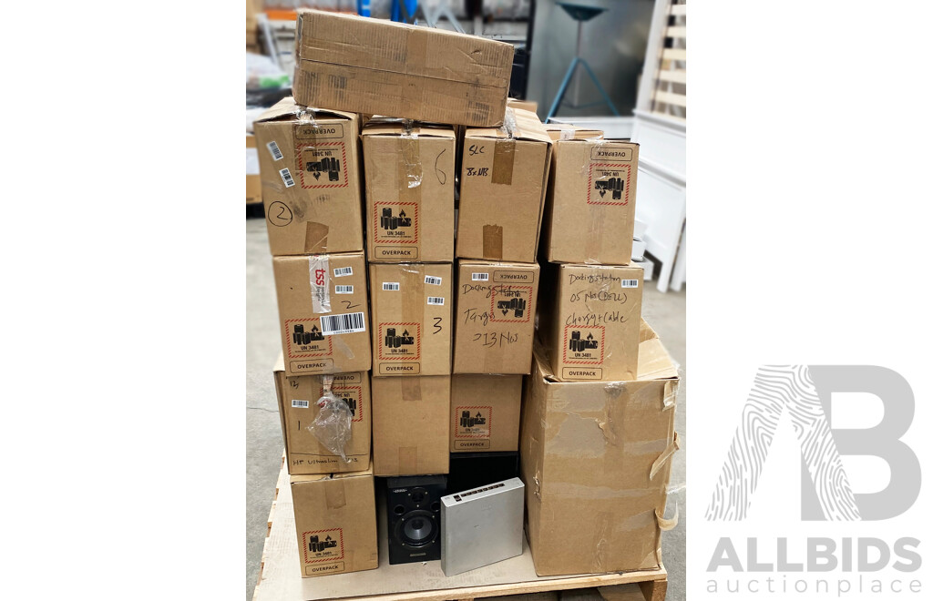 Pallet Lot of Assorted Docking Stations/Laptops/Audio Equipment (HP/Dell/Microsoft/Plantronics/Sennheiser)