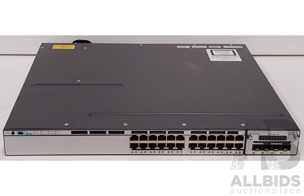 Cisco (WS-C3750X-24P-S) Catalyst 3750-X Series PoE+ 24 Port Stackable Gigabit Ethernet Switch