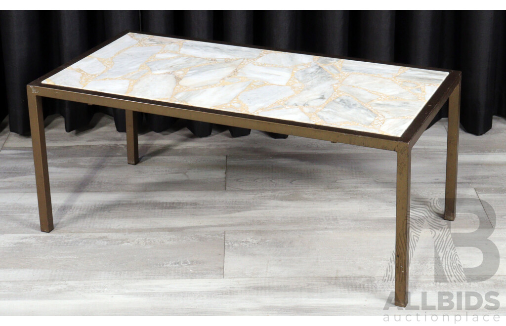 Mid Century Terrazo Top Coffee Table Over Brass Base by Framac