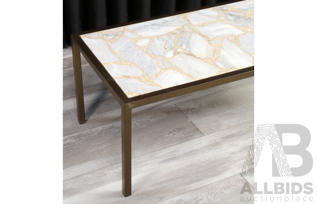 Mid Century Terrazo Top Coffee Table Over Brass Base by Framac
