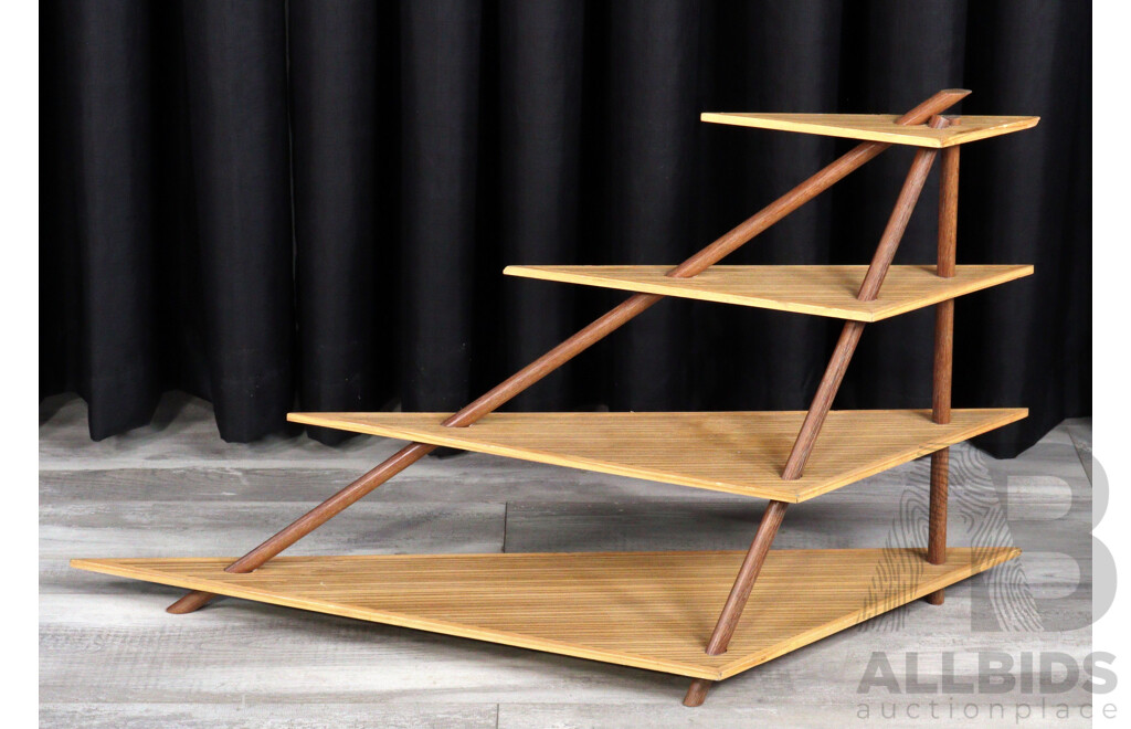 Modernist Timber Four Tier Open Shelves