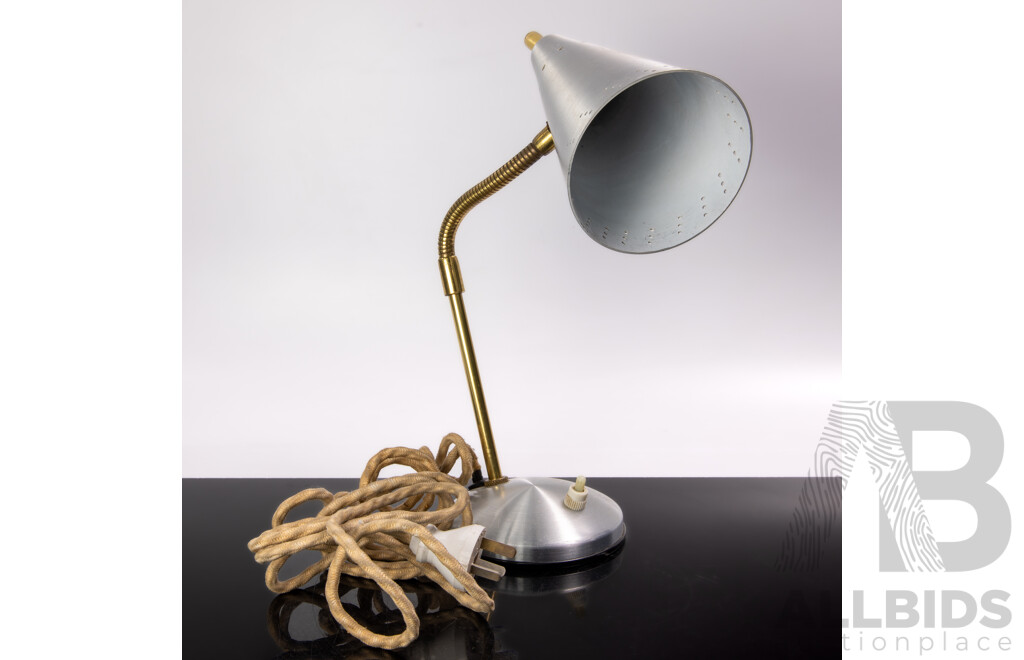 Mid Century Ritelite Gooseneck Desk Lamp with Anodized Aluminum Shade