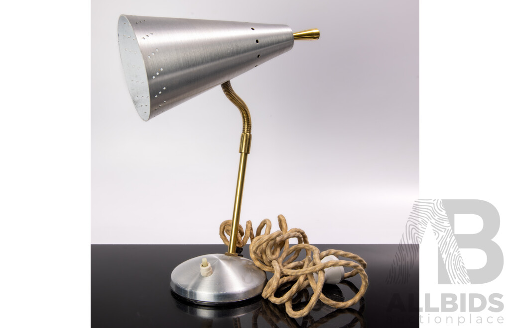 Mid Century Ritelite Gooseneck Desk Lamp with Anodized Aluminum Shade