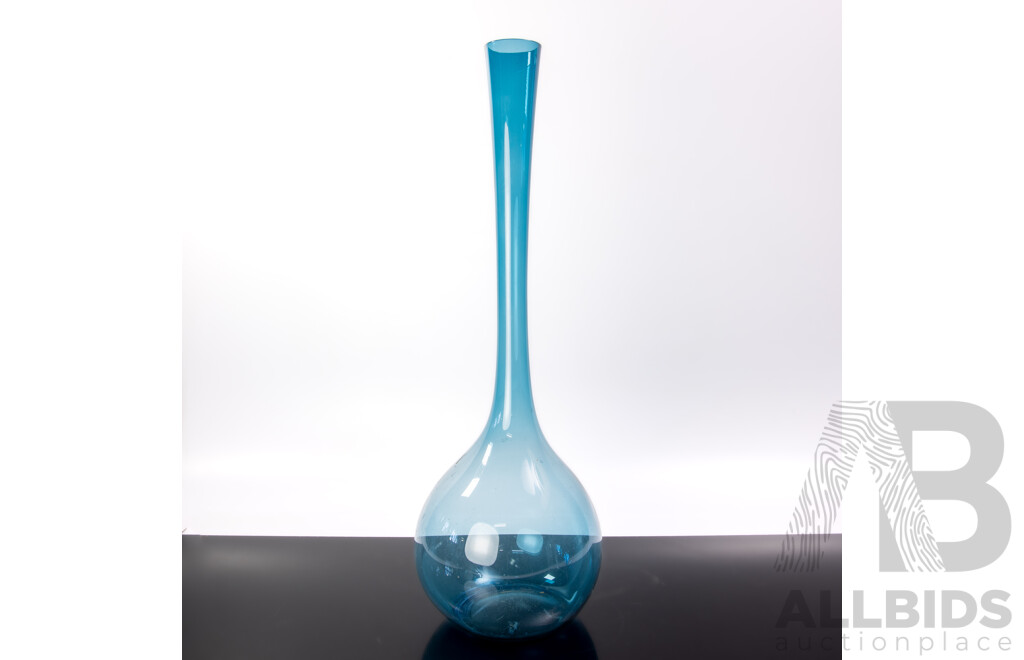 Large Mid Century Swedish Blue Art Glass Bottle by Gullaskruf