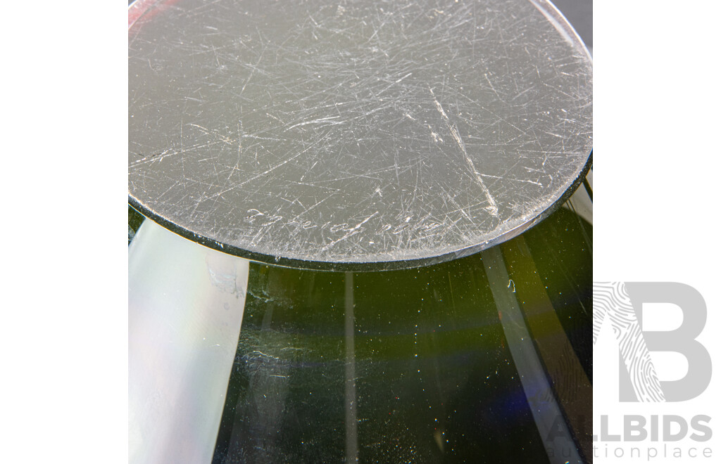 Large Swedish Flygsfors Art Glass Tricorn Bowl with Graduating Purple Colour