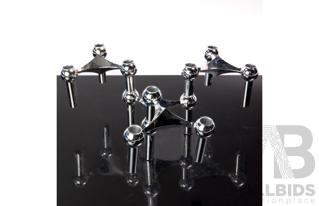 Set Four Stoff Nagel Modular Stainless Steel Candle Holders