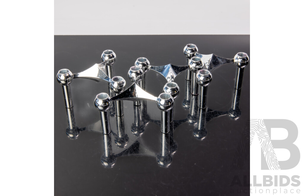 Set Four Stoff Nagel Modular Stainless Steel Candle Holders