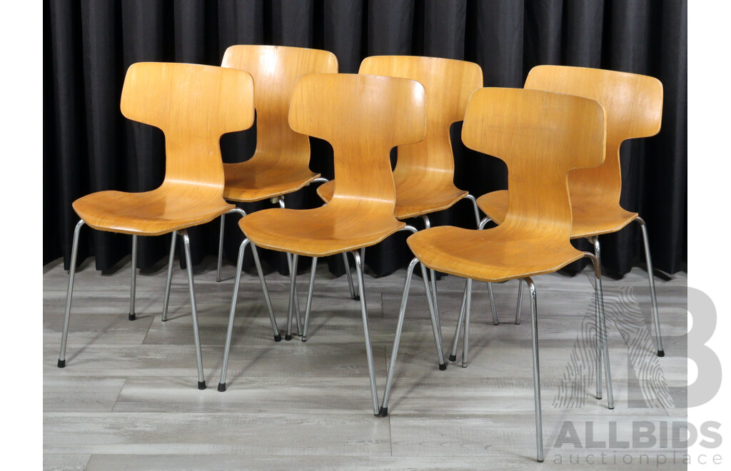 Set 6 Model 3103 Chairs by Arne Jacobsen for Fritz Hansen