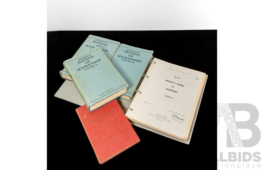 Admiralty Manual of Seamanship, Her Majesty's Stationery Office, Volumes 1-3, All Hardcovers with Dust Jackets Along with Volume 4 Reprinted in Ring Binder, Also First Edition Wrecks in Tasmanian Water by H O May