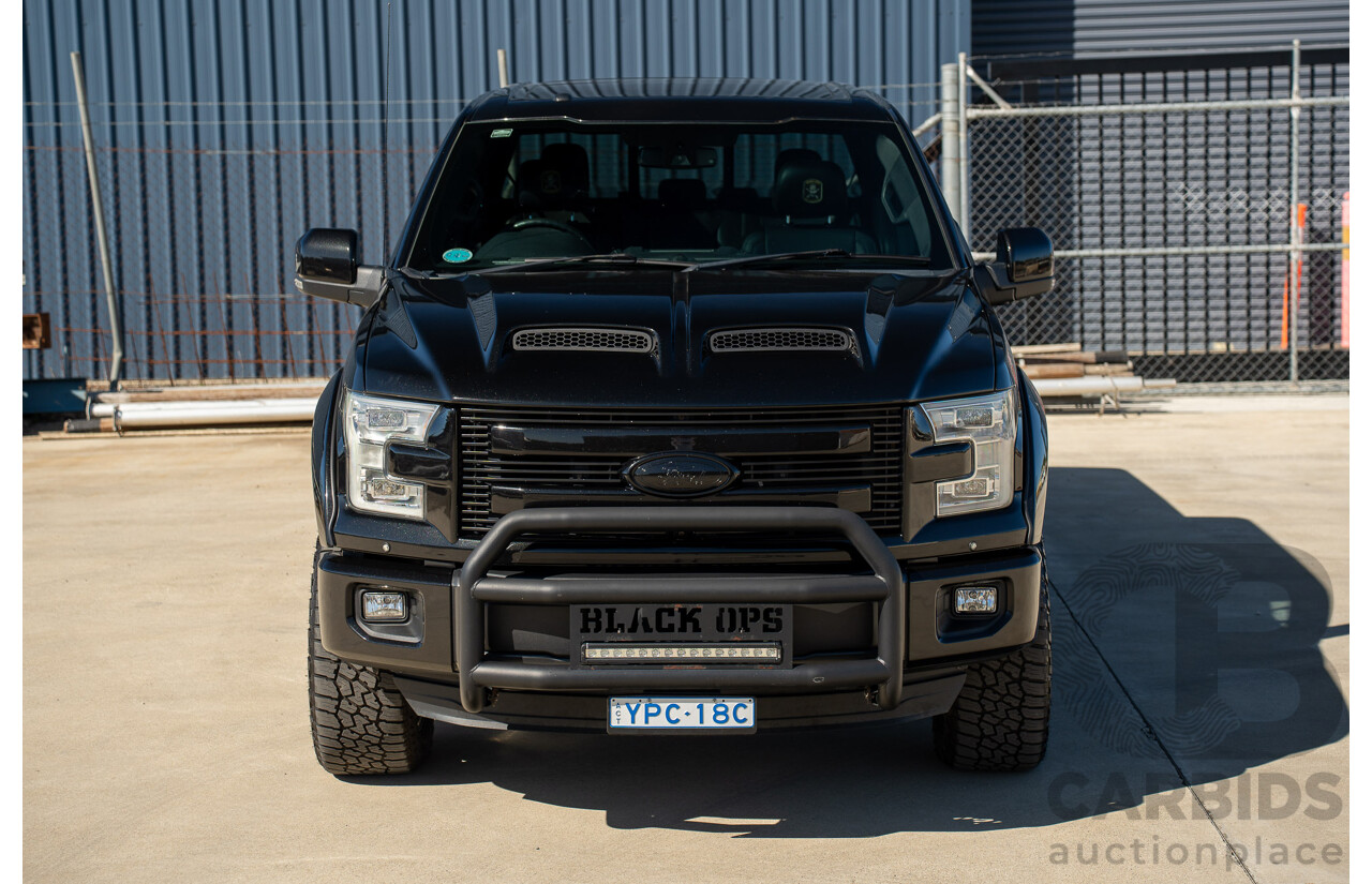 01/2015 Ford F-150 Lariat Black Ops by Tuscany (4x4) 4d SuperCrew Utiltiy Tuxedo Black Metallic Whipple Supercharged V8 5.0L