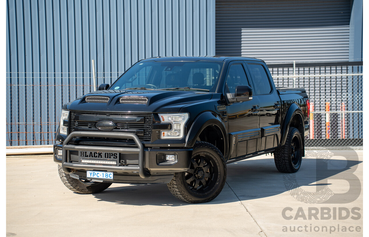 01/2015 Ford F-150 Lariat Black Ops by Tuscany (4x4) 4d SuperCrew Utiltiy Tuxedo Black Metallic Whipple Supercharged V8 5.0L