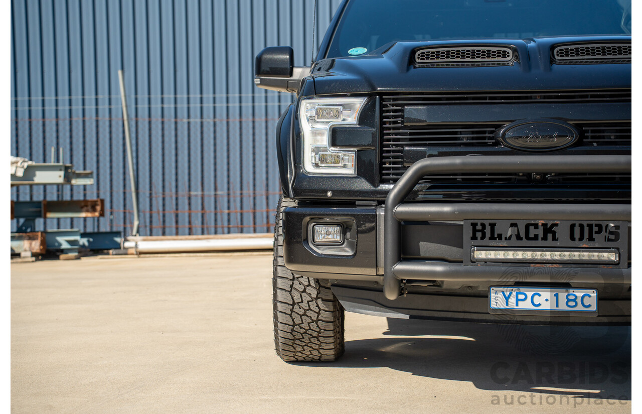 01/2015 Ford F-150 Lariat Black Ops by Tuscany (4x4) 4d SuperCrew Utiltiy Tuxedo Black Metallic Whipple Supercharged V8 5.0L