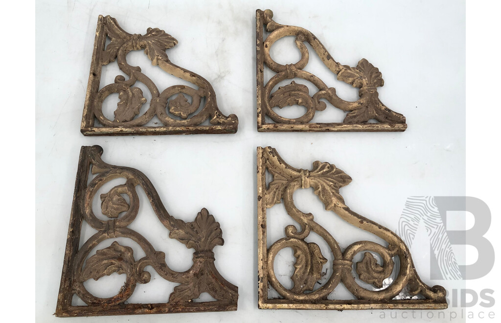 Vintage Metal Verandah Corner Lacework Pieces - Lot of Four