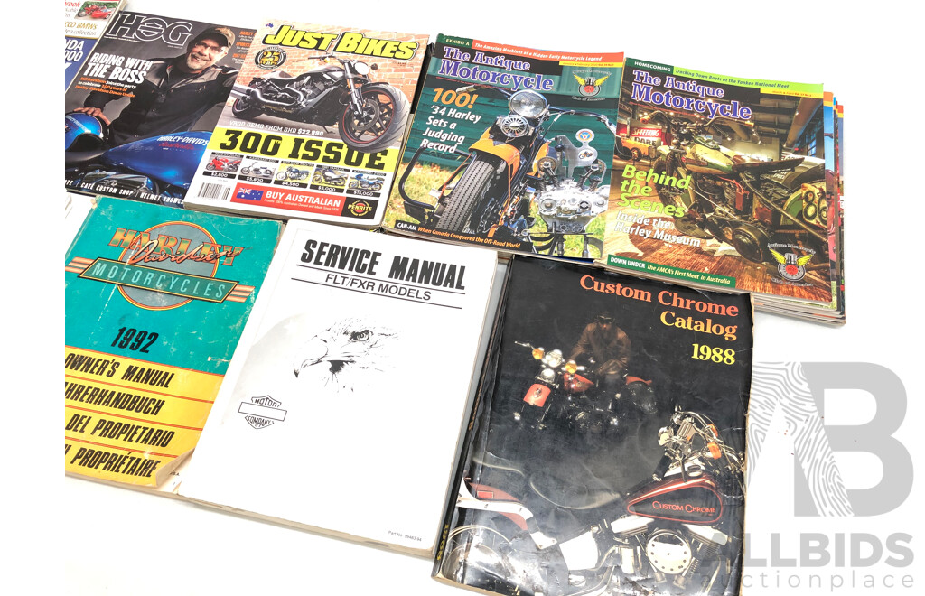 Harley Davidson Service Manuals, Books and Motorcycle Magazines -  Lot of 26