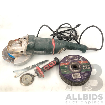 Metabo 2200Watt 180mm Electric Angle Grinder with Eight Grinding Wheels