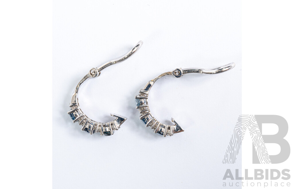 18ct Sapphire & Diamond Half Hoop Clip on Earrings,  Est S1.20CT/TDW0.25CT, 4.53 Grams