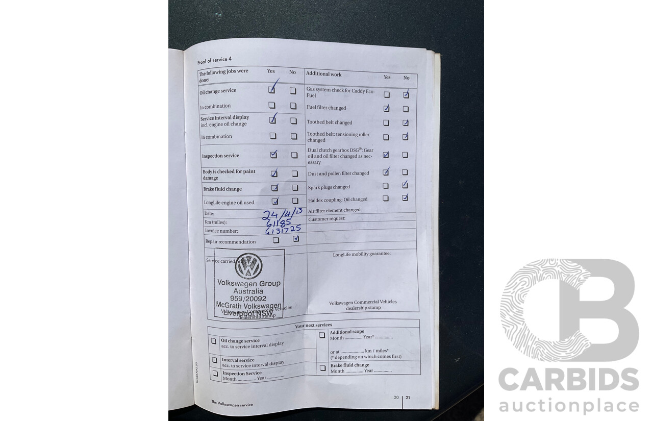 9/2010 Volkswagen Transporter 132 TDI LWB T5 MY10 Dual C/Chas White 2.0L