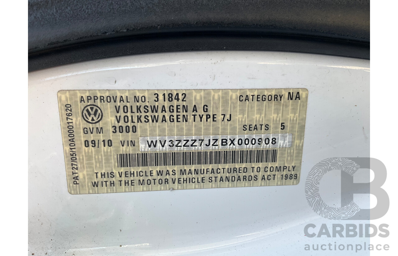 9/2010 Volkswagen Transporter 132 TDI LWB T5 MY10 Dual C/Chas White 2.0L