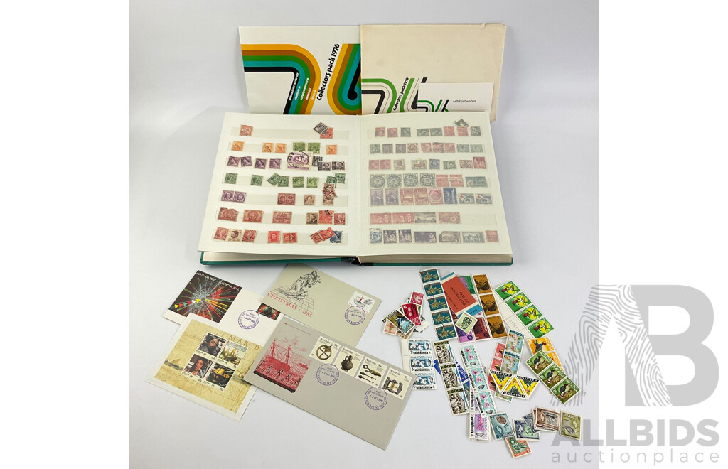 Collection of Australian Mint and Cancelled Stamps Including Predecimal, Government Railways, Stamp Duty Includes Mint Stamps From New Zealand, Pitcairn Islands Predecimal and Malaysia