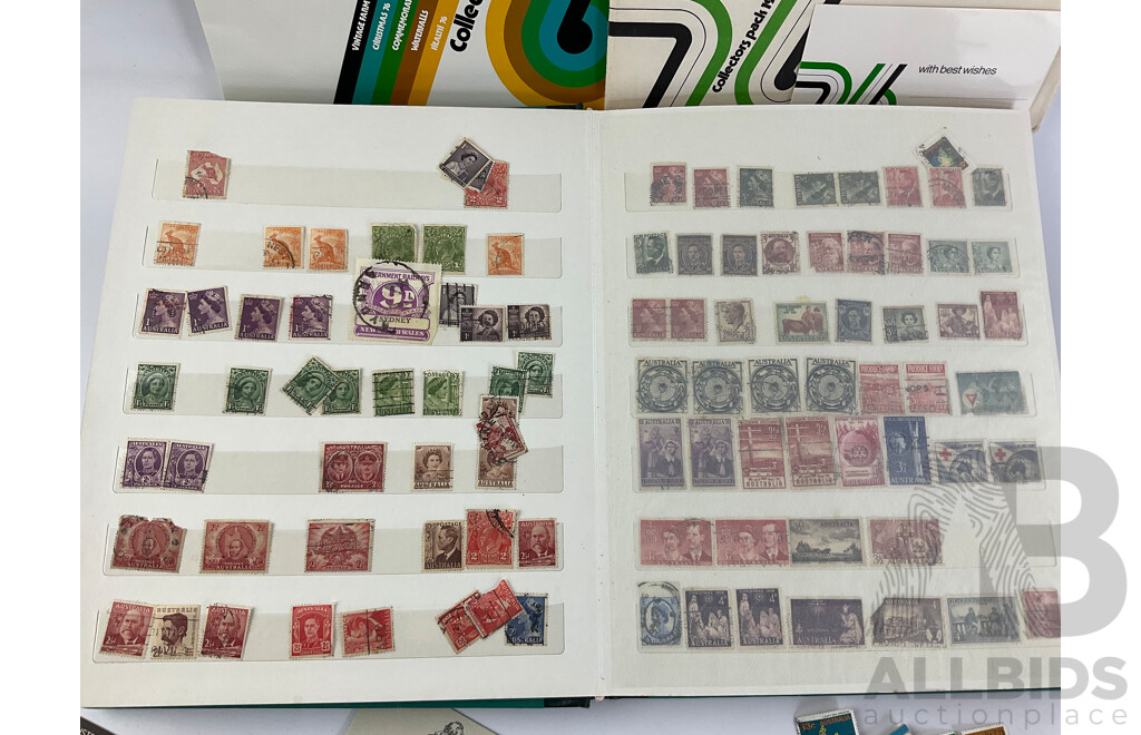 Collection of Australian Mint and Cancelled Stamps Including Predecimal, Government Railways, Stamp Duty Includes Mint Stamps From New Zealand, Pitcairn Islands Predecimal and Malaysia