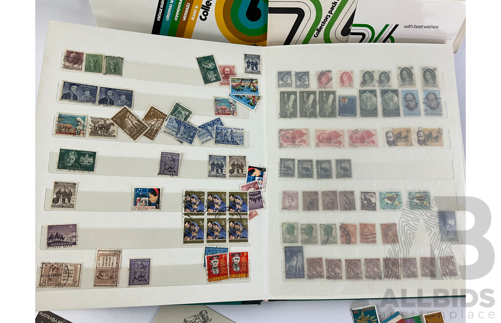 Collection of Australian Mint and Cancelled Stamps Including Predecimal, Government Railways, Stamp Duty Includes Mint Stamps From New Zealand, Pitcairn Islands Predecimal and Malaysia