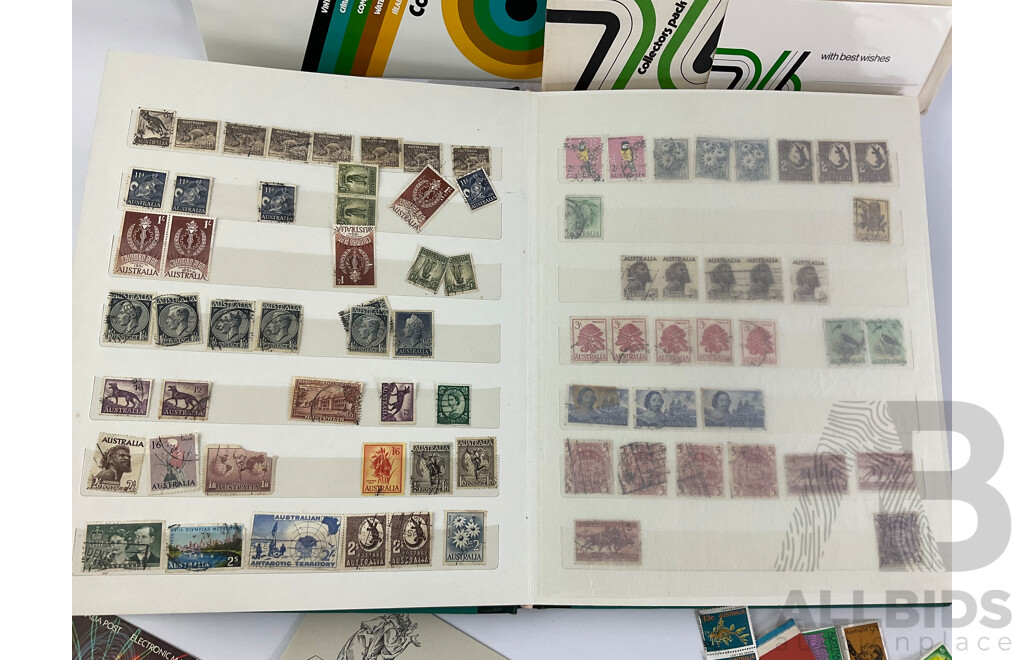 Collection of Australian Mint and Cancelled Stamps Including Predecimal, Government Railways, Stamp Duty Includes Mint Stamps From New Zealand, Pitcairn Islands Predecimal and Malaysia
