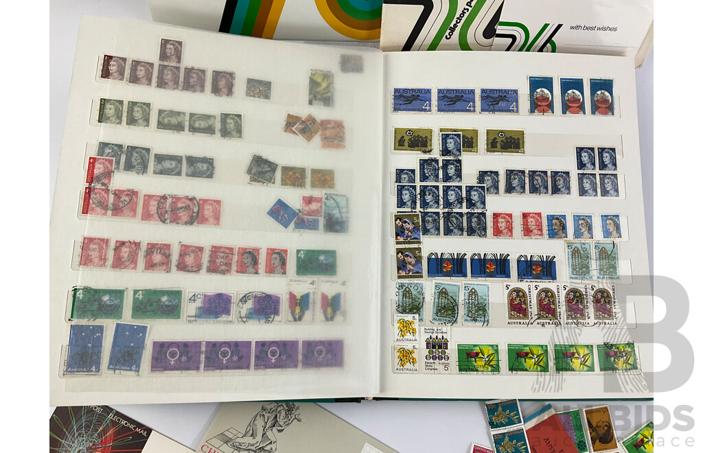 Collection of Australian Mint and Cancelled Stamps Including Predecimal, Government Railways, Stamp Duty Includes Mint Stamps From New Zealand, Pitcairn Islands Predecimal and Malaysia