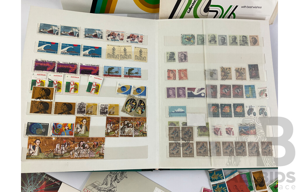 Collection of Australian Mint and Cancelled Stamps Including Predecimal, Government Railways, Stamp Duty Includes Mint Stamps From New Zealand, Pitcairn Islands Predecimal and Malaysia