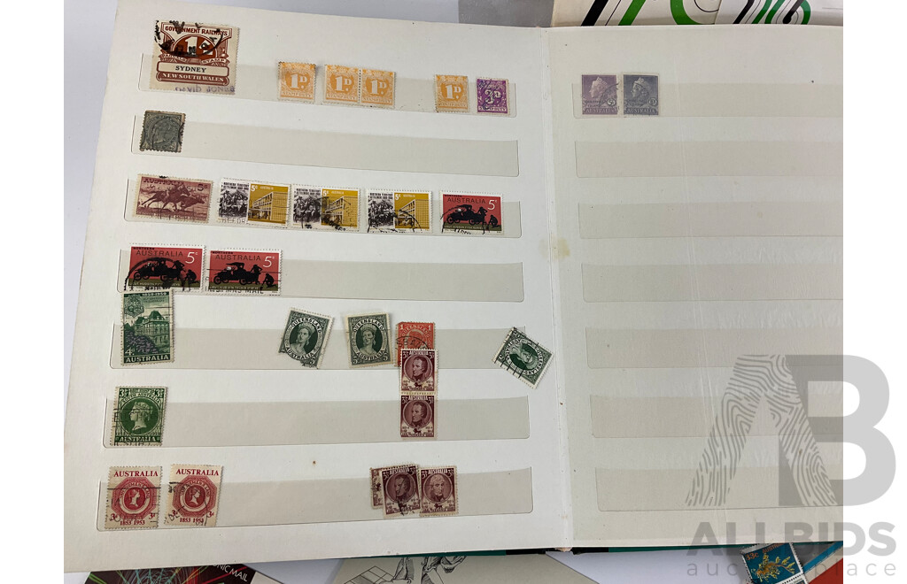 Collection of Australian Mint and Cancelled Stamps Including Predecimal, Government Railways, Stamp Duty Includes Mint Stamps From New Zealand, Pitcairn Islands Predecimal and Malaysia