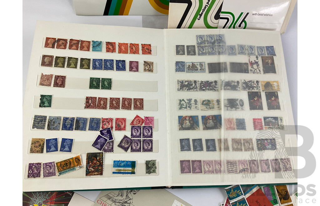 Collection of Australian Mint and Cancelled Stamps Including Predecimal, Government Railways, Stamp Duty Includes Mint Stamps From New Zealand, Pitcairn Islands Predecimal and Malaysia