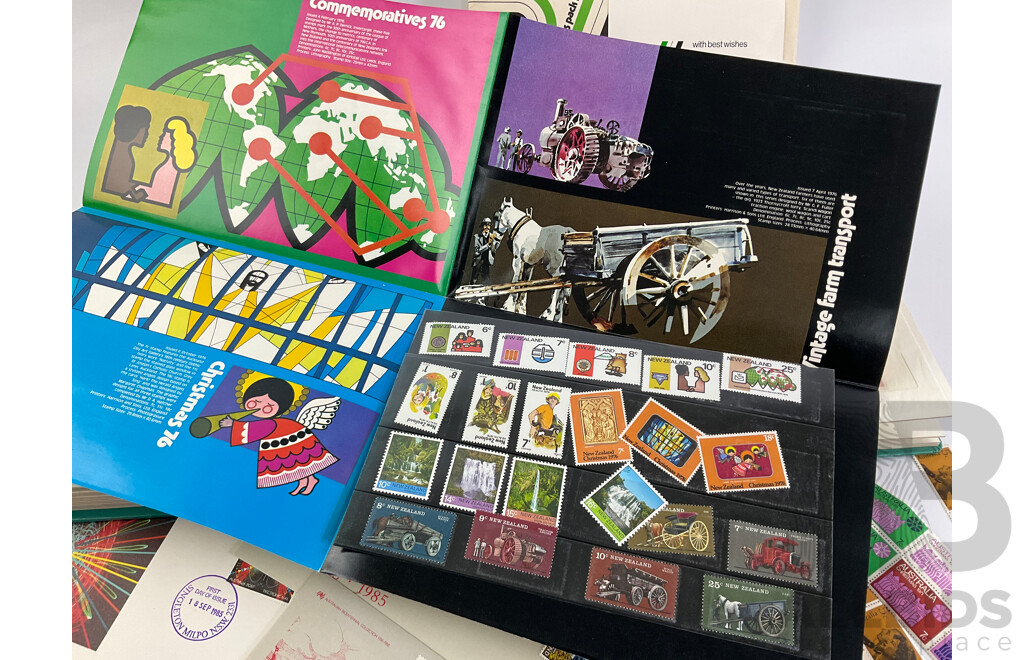 Collection of Australian Mint and Cancelled Stamps Including Predecimal, Government Railways, Stamp Duty Includes Mint Stamps From New Zealand, Pitcairn Islands Predecimal and Malaysia