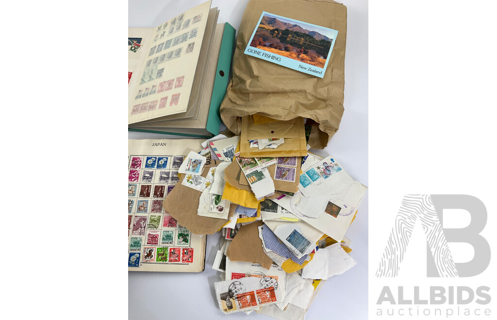 Collection of International Philately Including British Mint 1986 Mint Stamp Collectors Pack, All Nations Stamp Album, The Globe Stamp Album, USA, Indonesia, Netherland, Australia, Mongolia, UK and More