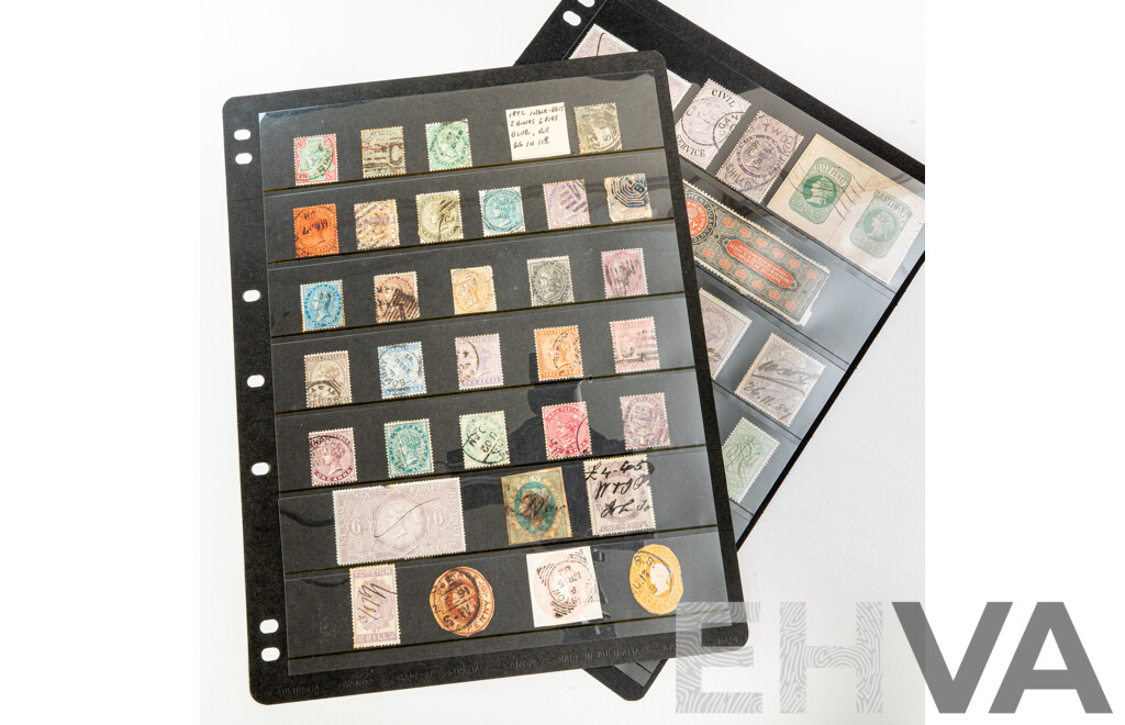 Collection of Antique India/Great Britain QV Stamps Including Surcharge, Overprints, Revenue, Stamp Duty, Foreign Bill, Company Registration, Contract and Receipt
