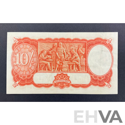 Australian 1936 Ten Shilling Note, Riddle/Sheehan R11, D72 858296, High Grade