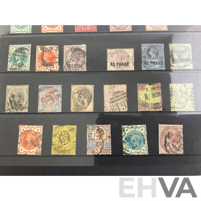 Collection of Great Britain 1840's Stamps Including Penny Black, Reds, Blue Pair, Maltese Cross, Overprints, I.R Officials, Army Officials, Levant Issues, QV Mints and Perfins