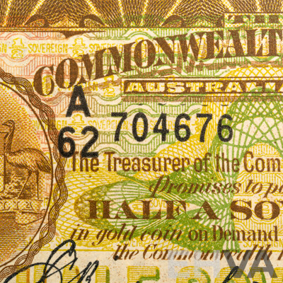 Australian 1928 Half Sovereign Note, Riddle/Heathershaw R07, A62 704676, High Grade