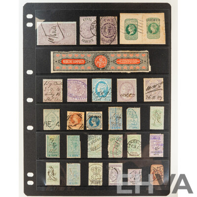 Collection of Antique India/Great Britain QV Stamps Including Surcharge, Overprints, Revenue, Stamp Duty, Foreign Bill, Company Registration, Contract and Receipt