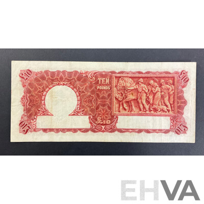 Australian 1940 Ten Pound Note, Sheehan/McFarlane, R58F First Prefix V3 554396, High Grade