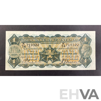 Australian 1932 One Pound Note, Riddle/Sheehan R27, K74 719322, High Grade